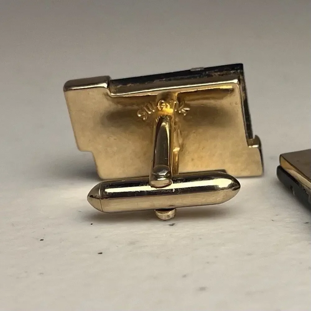 Vintage SWANK Christian Cross Mother of Pearl Inlaid Cuff Links Religious Church